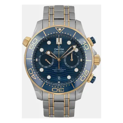 Omega Blue 18k Yellow Gold Stainless Steel Seamaster Diver Automatic Men's Wristwatch mm