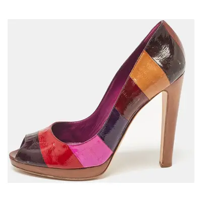 Sergio Rossi Multicolor Eel Leather Peep Toe Pumps Size