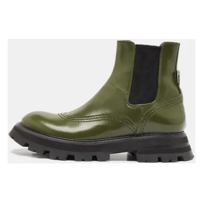 Alexander McQueen Green Leather Wander Chelsea Boots Size