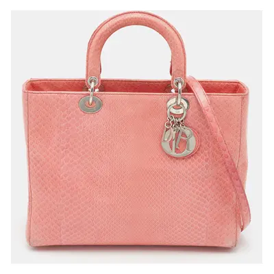 Dior Peach Python Large Lady Dior Tote