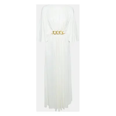 Elisabetta Franchi White Jersey Belted Maxi Dress