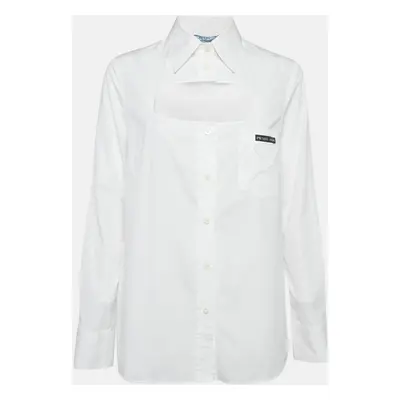 Prada White Poplin Cut-Out Detail Button Front Shirt