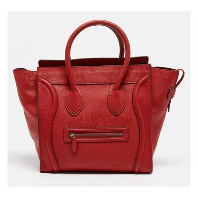 Celine Red Leather Mini Luggage Tote