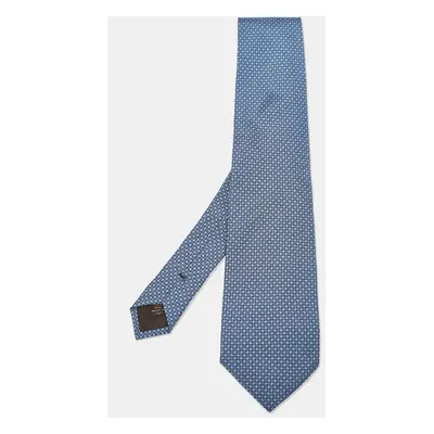 Celine Vintage Blue Print Silk Tie