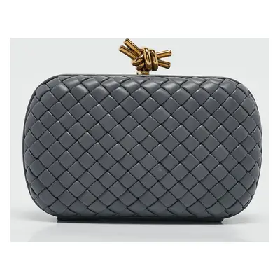 Bottega Veneta Grey Intrecciato Leather Knot Clutch