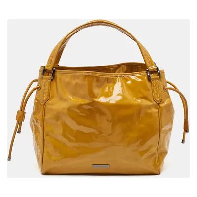 Burberry Mustard Yellow Patent Leather Bilmore Tote