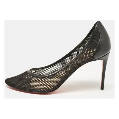 Christian Louboutin Black Fishnet and Leather Filomena Pumps Size 37.5