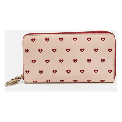 Jimmy Choo Pink/Red Leather Milly Sweetheart Zip Around Wallet