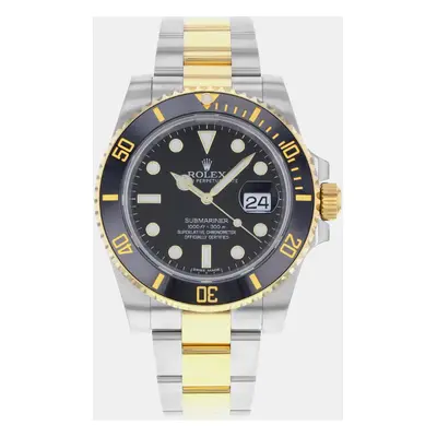 Rolex Black 18k Yellow Gold And Stainless Steel Submariner 116613LN Automatic Men's Wristwatch m