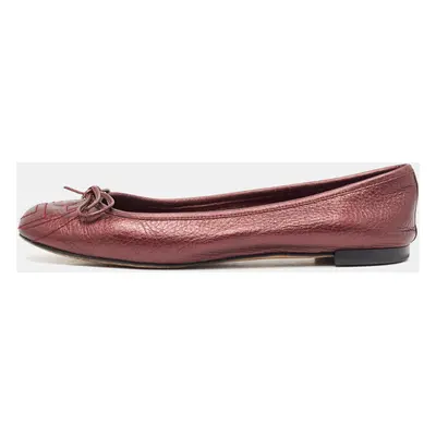 Gucci Burgundy GG Leather Ballet Flats Size