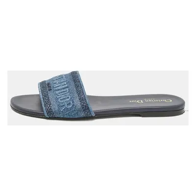 Dior Blue Denim Dway Flat Slides Size