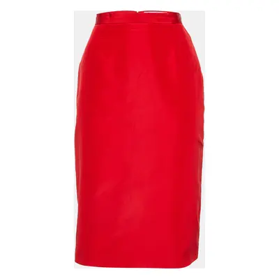 Dior Red Cotton and Silk Midi Skirt