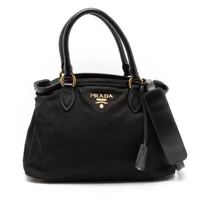 Prada Black Nylon and Leather Top Handle Bag