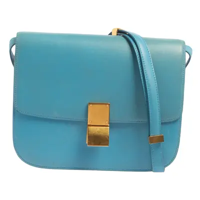 Celine Blue Leather Medium Classic Box Shoulder Bag