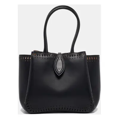 Alaia Black Laser Cut Leather Angele Petal Tote