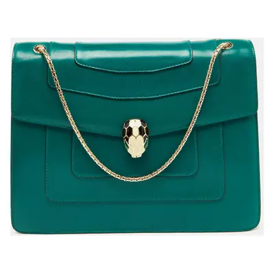 Bvlgari Green Leather Serpenti Forever Shoulder Bag