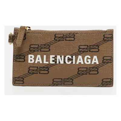 Balenciaga Brown BB Monogram Canvas Lanyard Card Holder