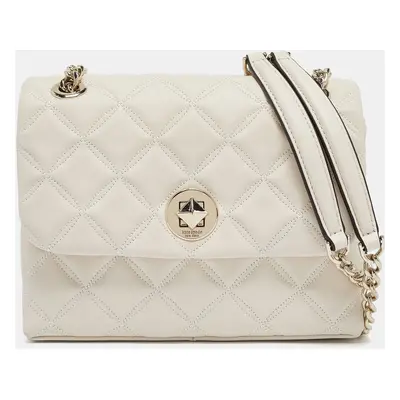 Kate Spade Ivory White Quilted Leather Natalia Flap Shoulder Bag