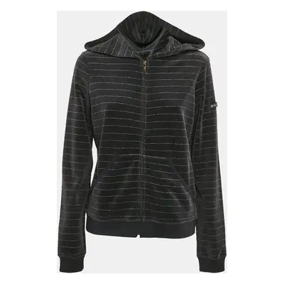 Sonia Rykiel Grey Striped Velvet Zip-Up Hoodie