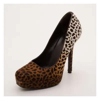 Gucci Leopard Print Calf-Hair Platform Pumps Size