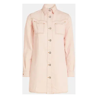 Ganni Pink Washed Kress Soft Denim Mini Shirt Dress