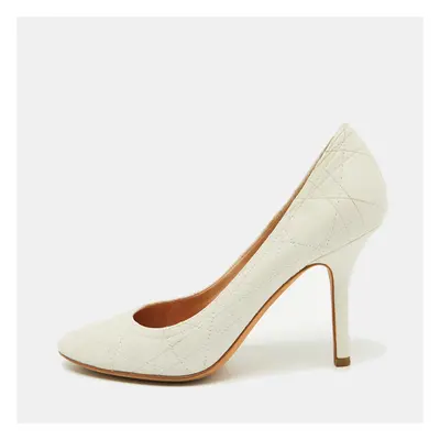 Dior White Cannage Leather Pumps Size