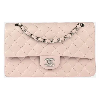 Chanel Light Pink Lambskin Medium Classic Double Flap Shoulder Bag