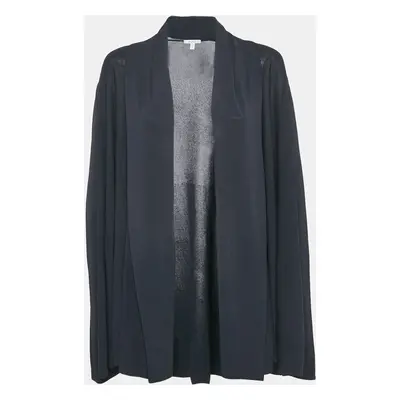 Max Mara Navy Blue Stretch Knit Long Open Front Cardigan