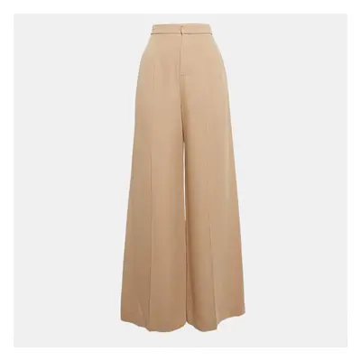 Chloe Rose Beige Silk Blend Wide Leg Trousers