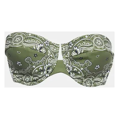 Zimmermann Green Paisley Print Underwired Bandeau Bikini Top