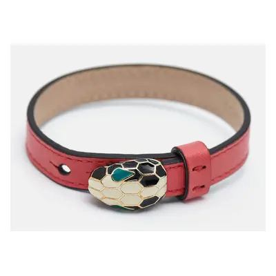 Bvlgari Serpenti Forever Leather Enamel Gold Tone Bracelet