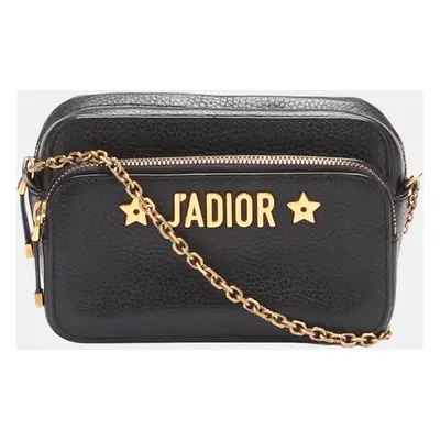 Dior Black J'Adior Camera Case Clutch with Chain