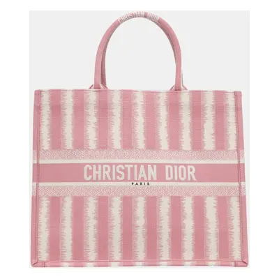 Dior Pink Large Striped Book Tote