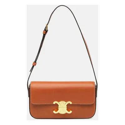 Celine Brown Leather Triomphe Claude Shoulder Bag