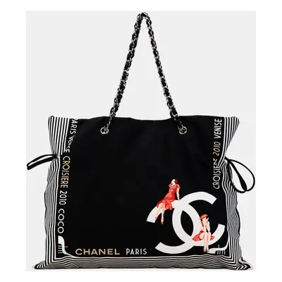 Chanel Black Paris-Venice Canvas Bon Bon Tote