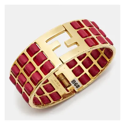 Fendi Fendista Leather Gold Tone Bracelet