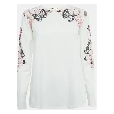 Roberto Cavalli White Printed Cotton T-Shirt