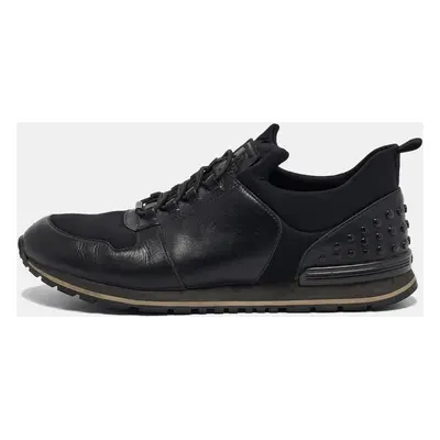 Tod's Black Leather and Neoprene Lace Up Sneakers Size 42.5