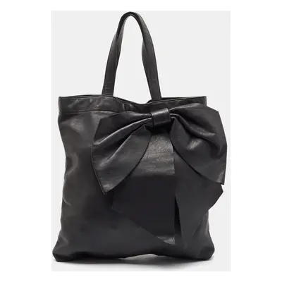 RED Valentino Black Leather Bow Tote