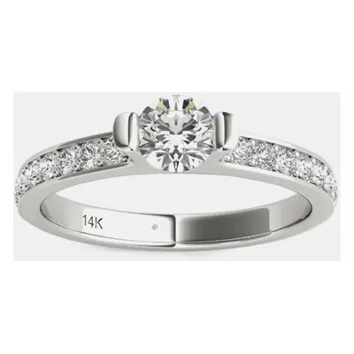 14K White Gold Natural Diamond Engagement Ring (2/3 Ctw) US