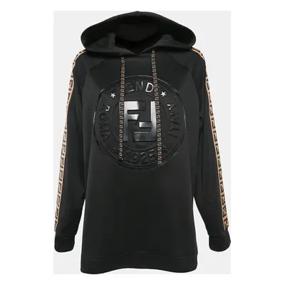 Fendi Black Zucca FF Logo Print Jersey Hoodie