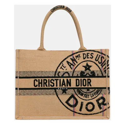 Dior Brown Medium Canvas Jute Book Tote