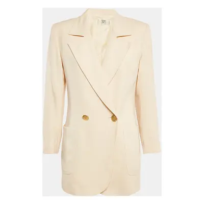 Valentino Vintage Cream Basket Weave Double Breasted Blazer