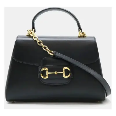 Gucci Black Leather Horsebit Medium Bag