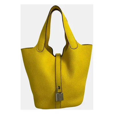 Hermes Yellow Leather Picotin Lock PM Handbag