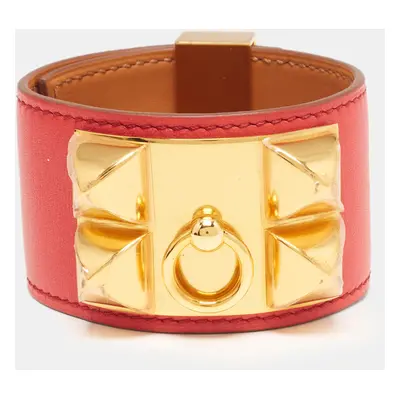 Hermès Collier De Chien Red Leather Gold Plated Bracelet