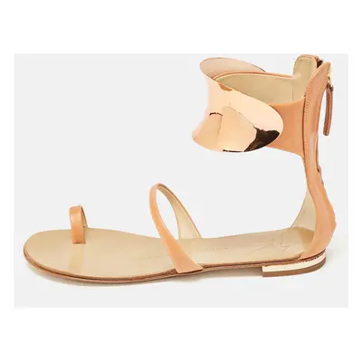 Giuseppe Zanotti Light Brown Leather Toe Ring Ankle Wrap Sandals Size