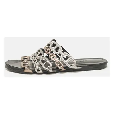 Hermes Metallic Leather Thalassa Flat Slides Size