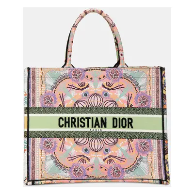 Dior Multicolor Cruise Large Lights Embroidered Multicolor Canvas Book Tote