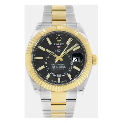 Rolex Sky-Dweller Steel 18K Yellow Gold Black Dial Automatic Mens Wristwatch